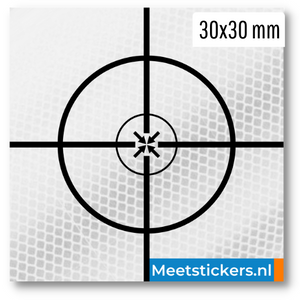 Premium Meetsticker klein 3x3cm wit retro reflecterend landmeter